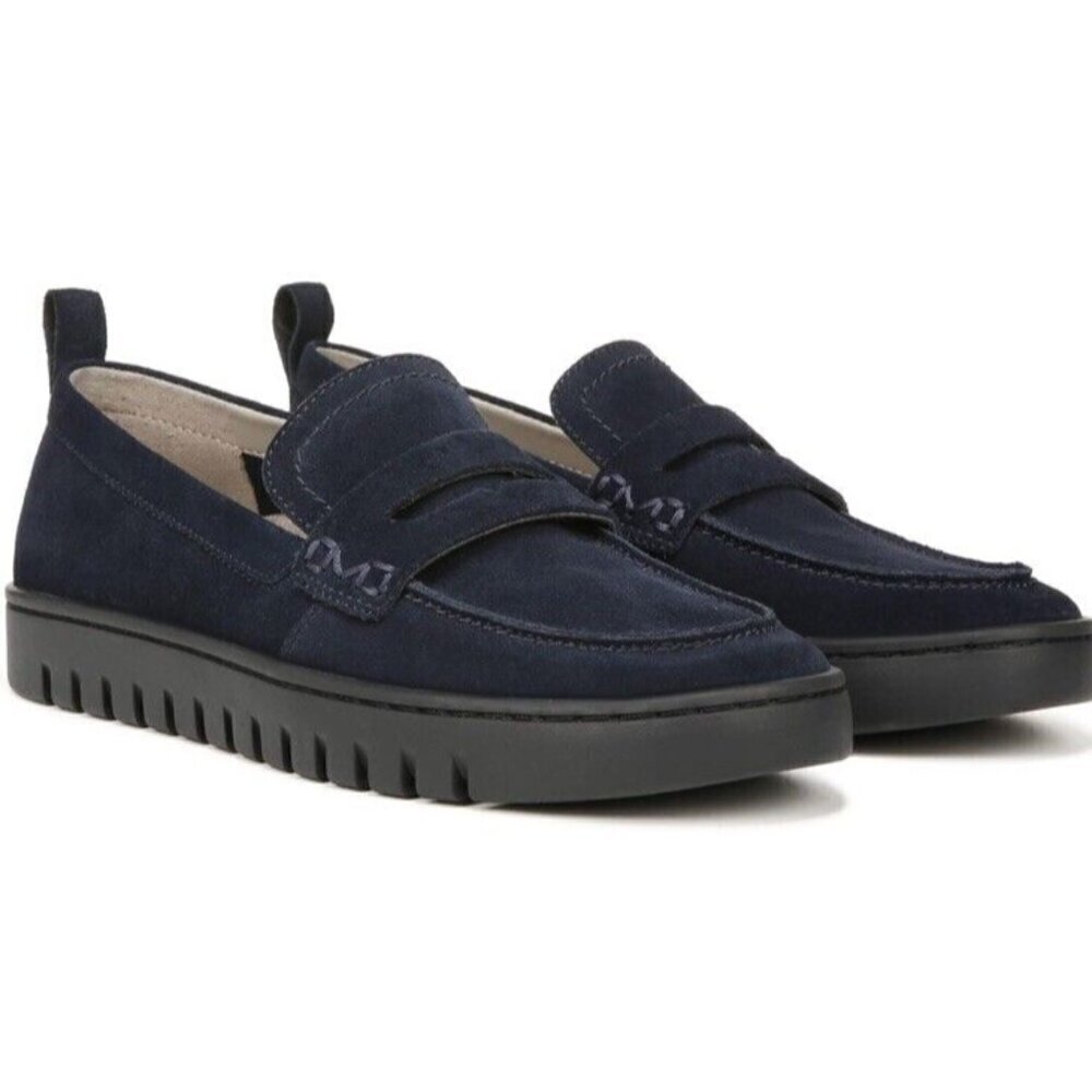 Vionic Uptown Blue Suede Slip-ons Loafer Womens 13 Arch Support Orthotic New - Picture 2 of 9